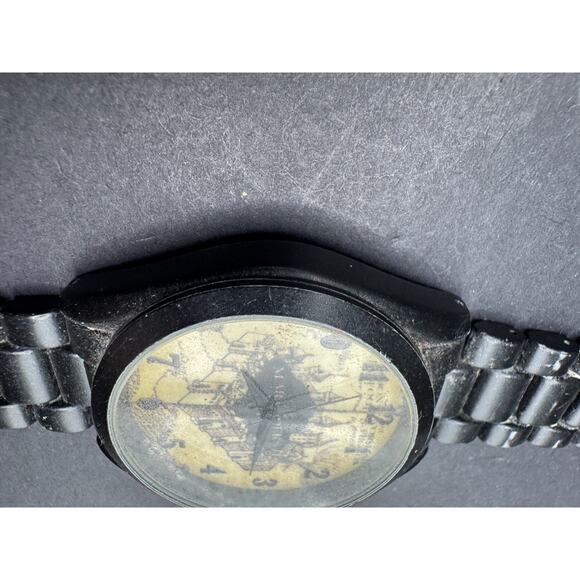 Vtg Accutime Harry Potter Marauder\'s Map Watch with GunMetal Band 41mm Sz 6\